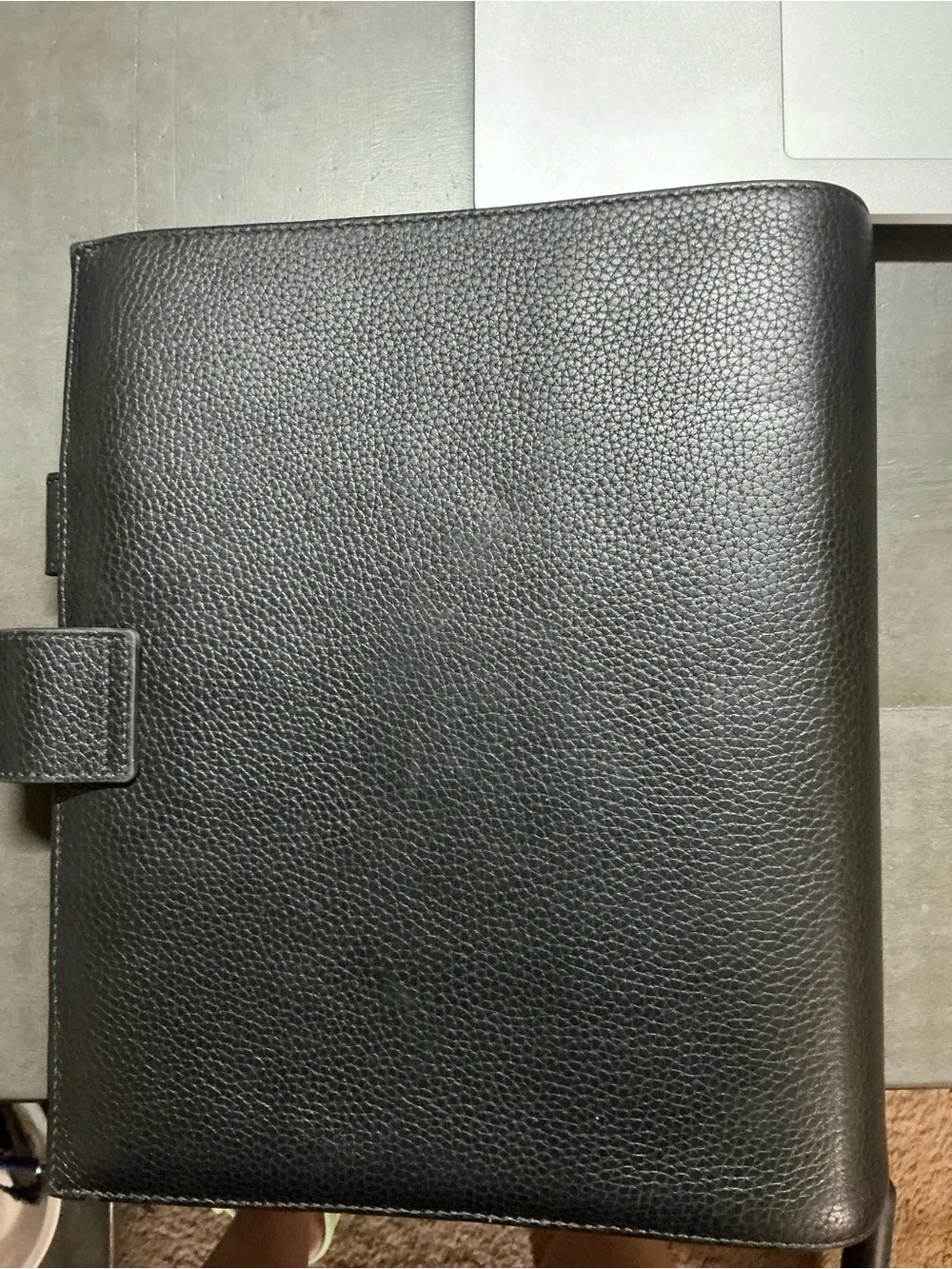 Professional Black Leather Planner Folio with Snap Closure